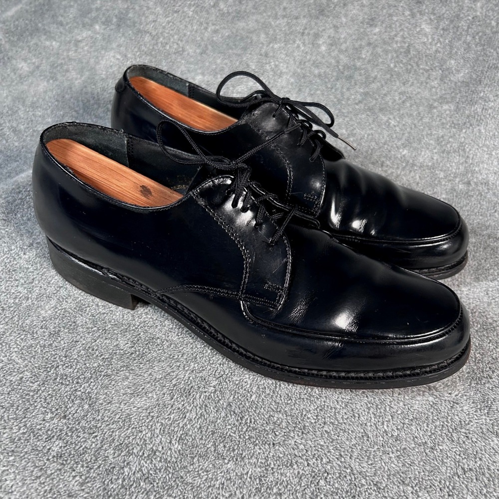 Towncraft Derby Dress Shoes Black Leather Plain Toe Mens 8.5 D Made in USA VTG